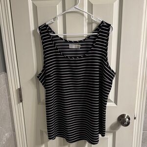 Time and Tru Black and White Striped Tank Top
